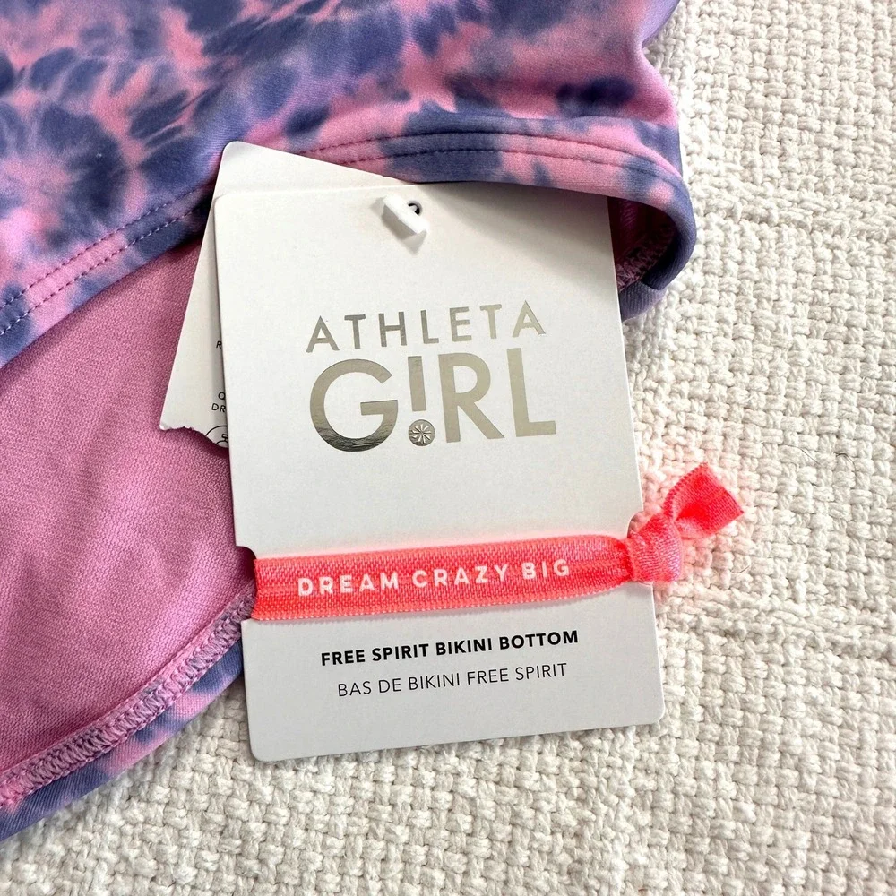 Athleta Girl Free Spirit Bikini Bottom XL 14 Pink Purple Tie‎ Dye Swim NWT Beach